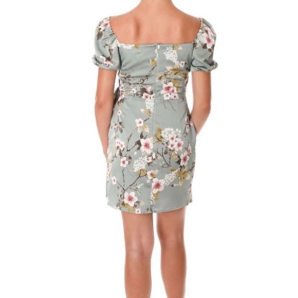 If By Sea Puff Sleeve Mint Floral Side Tie Dress size Small - Picture 2 of 14
